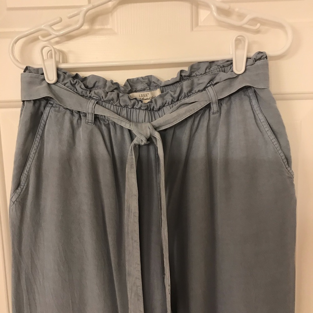 Chambray linen drawstring pants